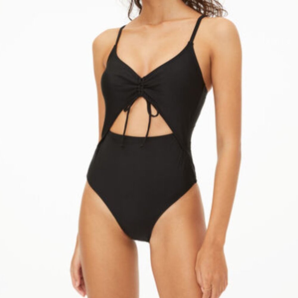 Ruched black monokini